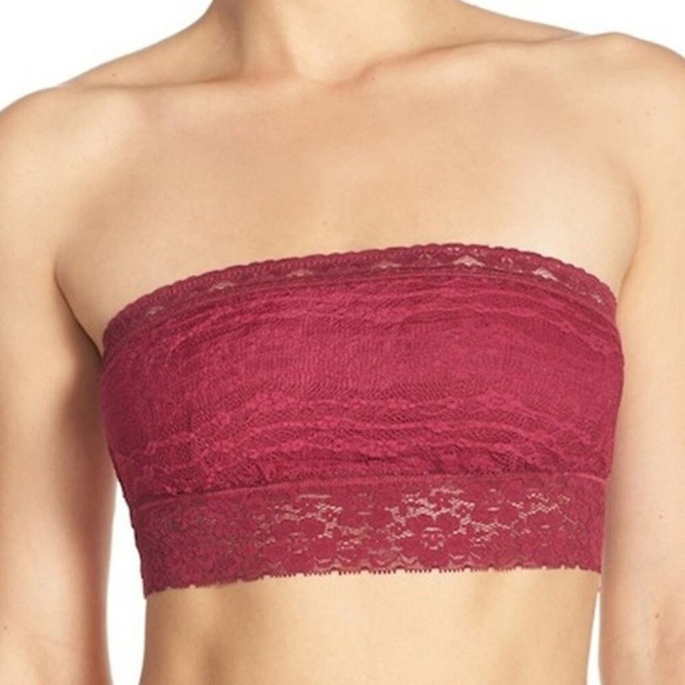 Free People Intimately Women's Pink Lacey Floral Bandeau Bra Size Medium